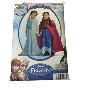 Simplicity 1233 Disney‎ Frozen Dress Cape Elsa Anna Costume Pattern Child's 3-8